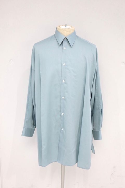 グラフペーパー Women's 26SS  Silicon Poplin Deep Slit Regular Collar Shirt(GL261-50183)SMOKE BLUE☆2月28日(土)発売！