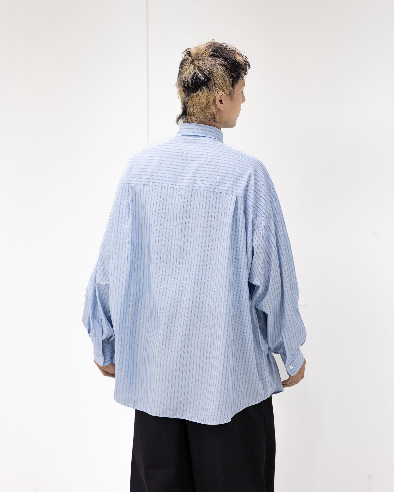 グラフペーパー SIDOGRAS L/S Oversized Regular Collar Shirt (SAX STRIPE) 6月6日(土)新作発売！