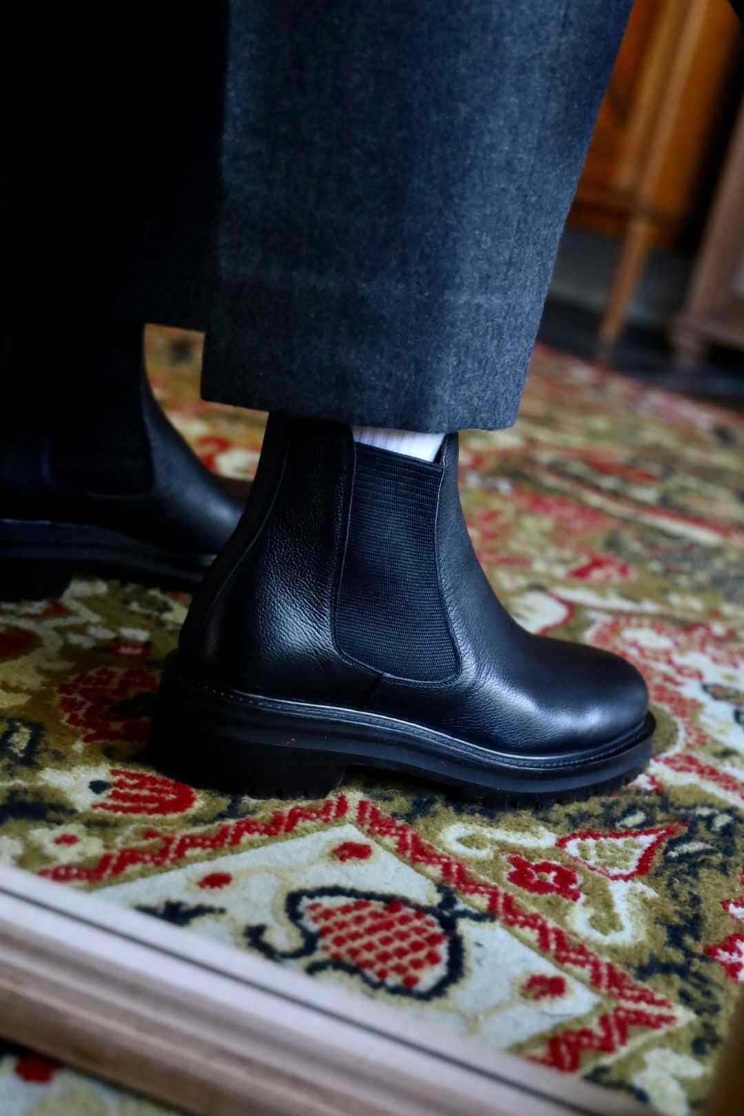 FOOTWORKSフットワークス サイドゴアブーツ Side Gore Boots in Grain Leather(F03-0001_M)BLACK☆新作発売！