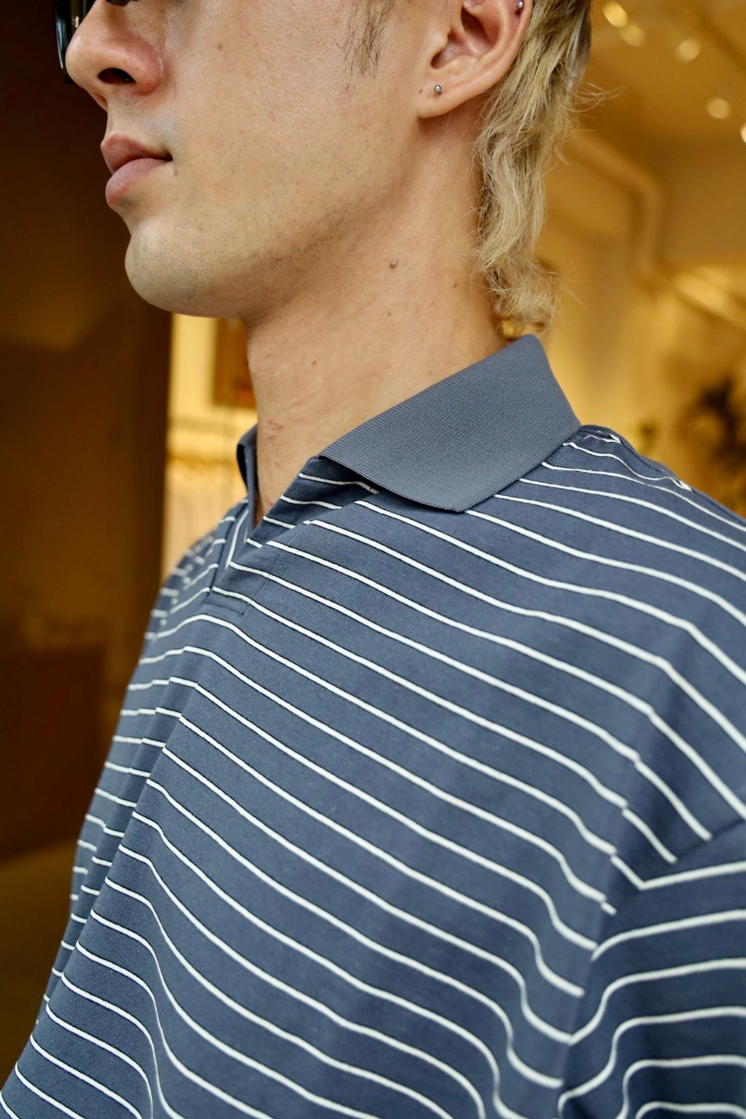 FreshService COMPACT BORDER V-NECK POLO MARKスタイル