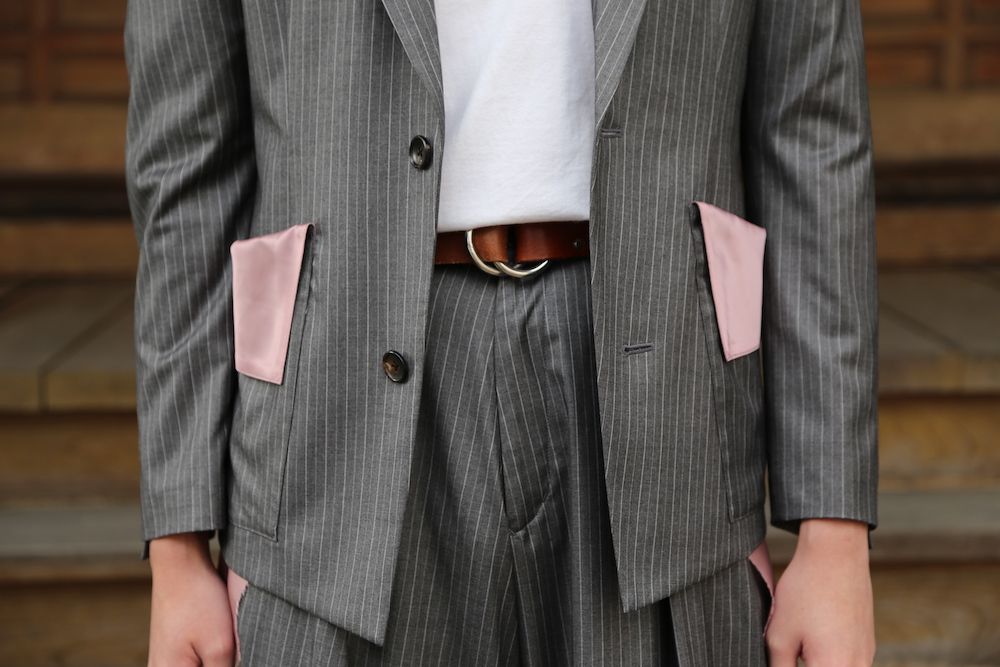 sulvam 2021SS 新作 Cut off short jacket&Bias wide pants