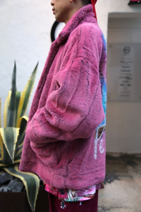 doublet HAND-PAINTED FUR JACKET"PINK"style.2020.10.16.