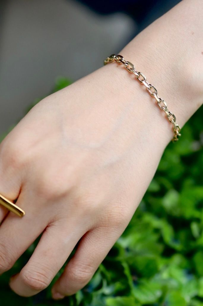 XOLO JEWELRY ブレスレット /Oval Cut Link Bracelet-4mm-Gold-(XOB117)