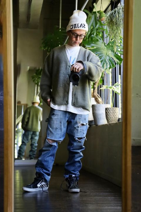 ©SAINT M×××××× MOHAIR CARDIGAN"KAHKI"スタイル