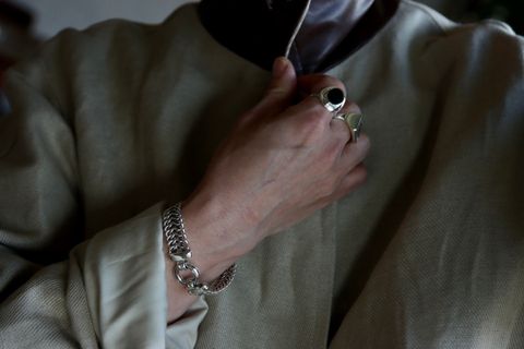 A.PRESSE Linen Half Coatスタイル
