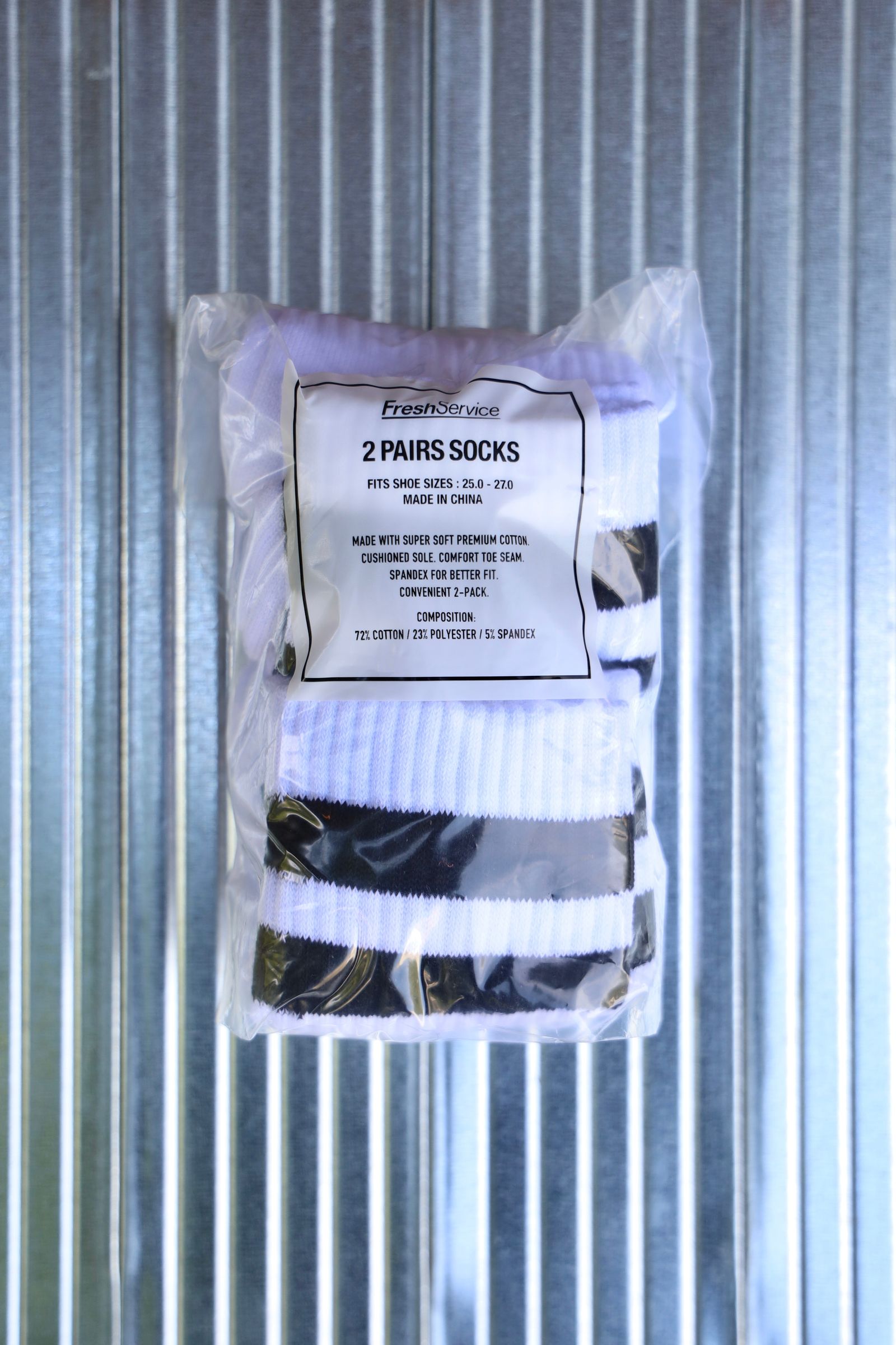 フレッシュサービスソックス 2-PACK LINE CREW SOCKS (BLACK)☆8月2日(土)再入荷！