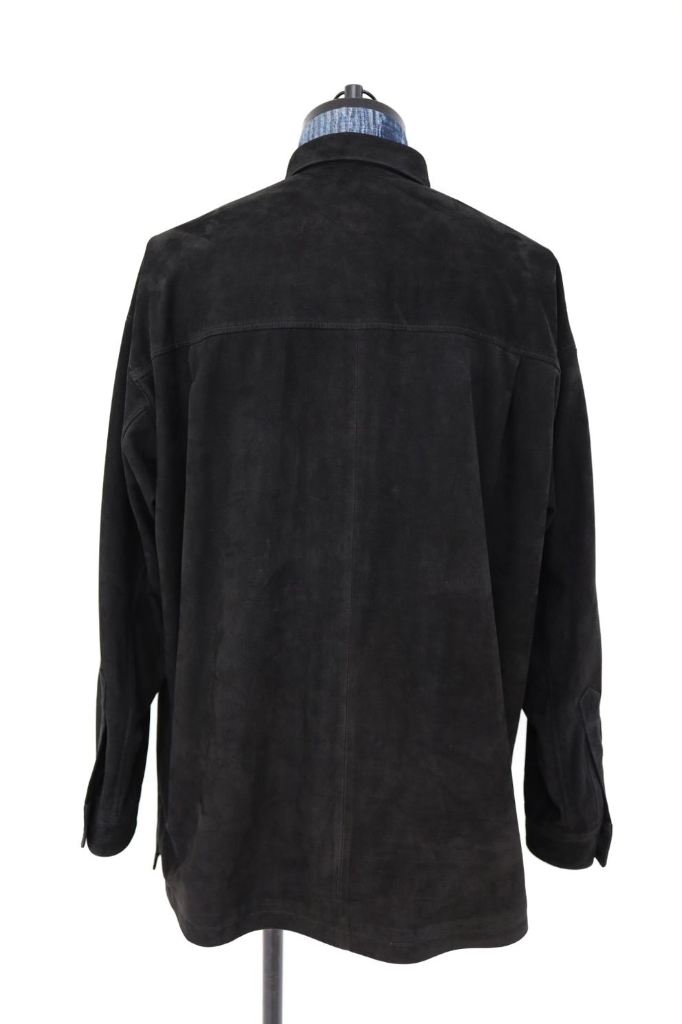 グラフペーパー26SS Cow Nubuck Leather L/S Oversized Regular Collar Shirt(GU261-50406)BLACK☆2月28日(土)発売！