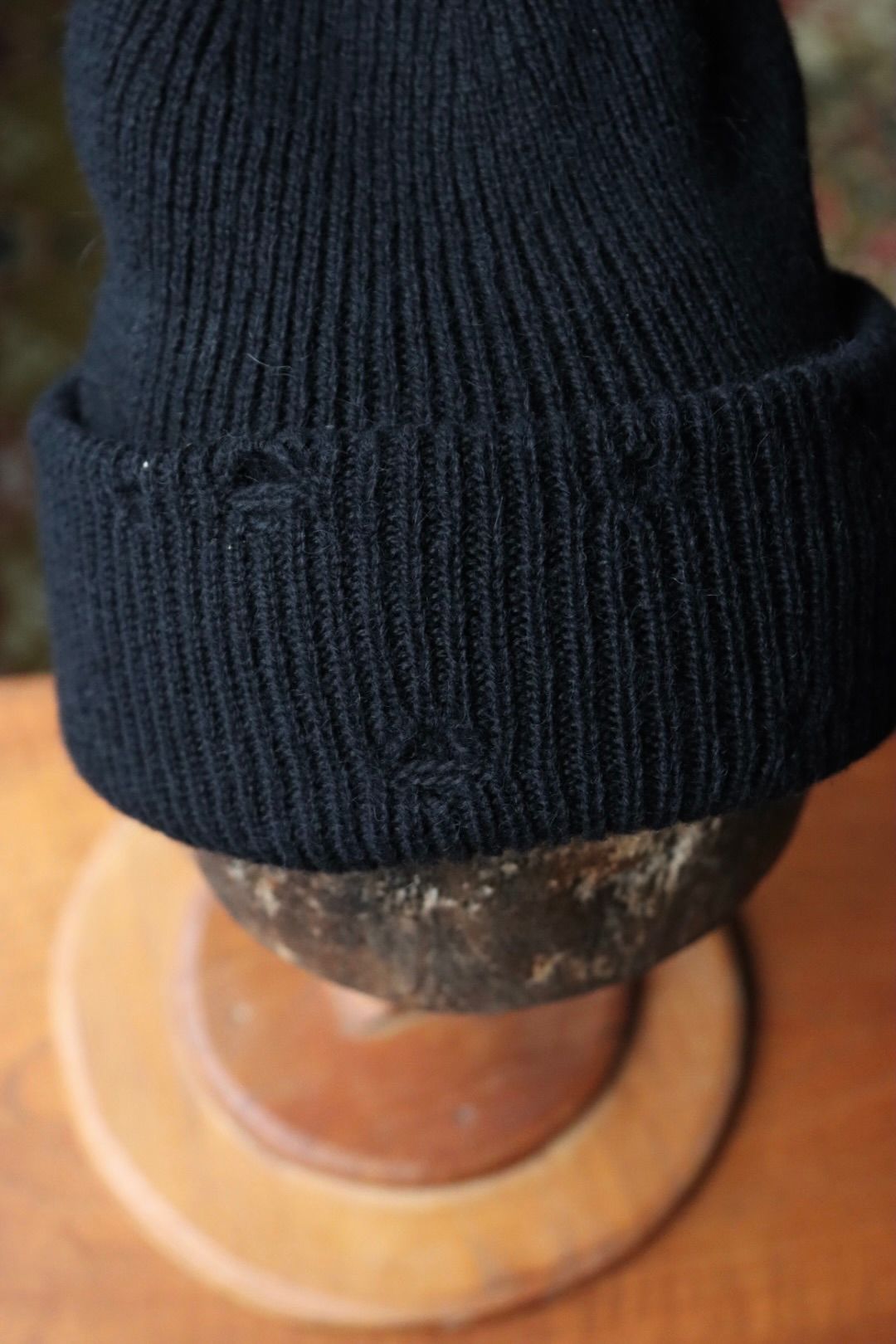 ワイズフォーメン DAMAGED KNIT CAP (ML-H01-160)BLACK☆新作発売！