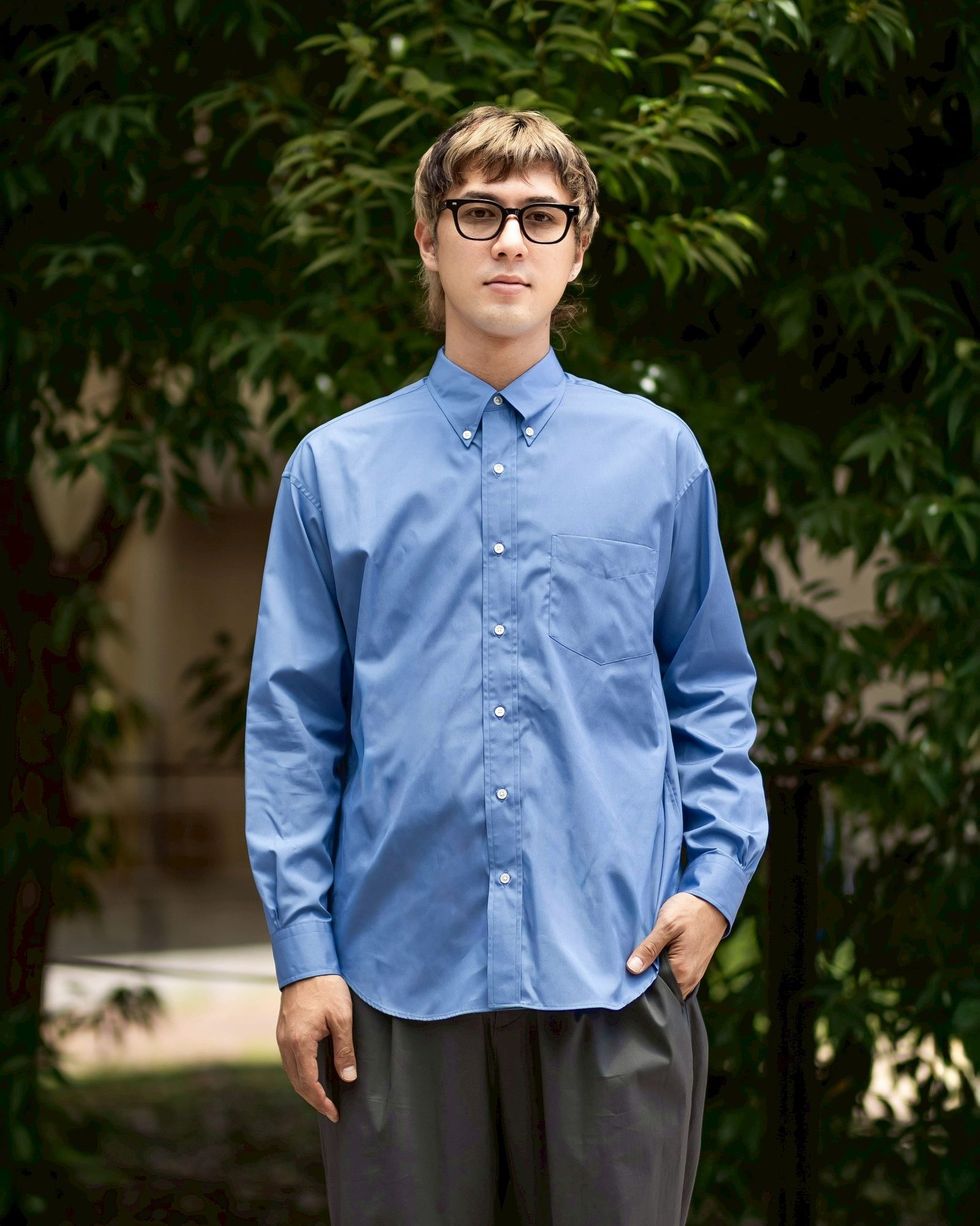 グラフペーパー Easy Care Poplin L/S B.D Box Shirt(GM263-50619)BLUE☆7月11日(土)発売！