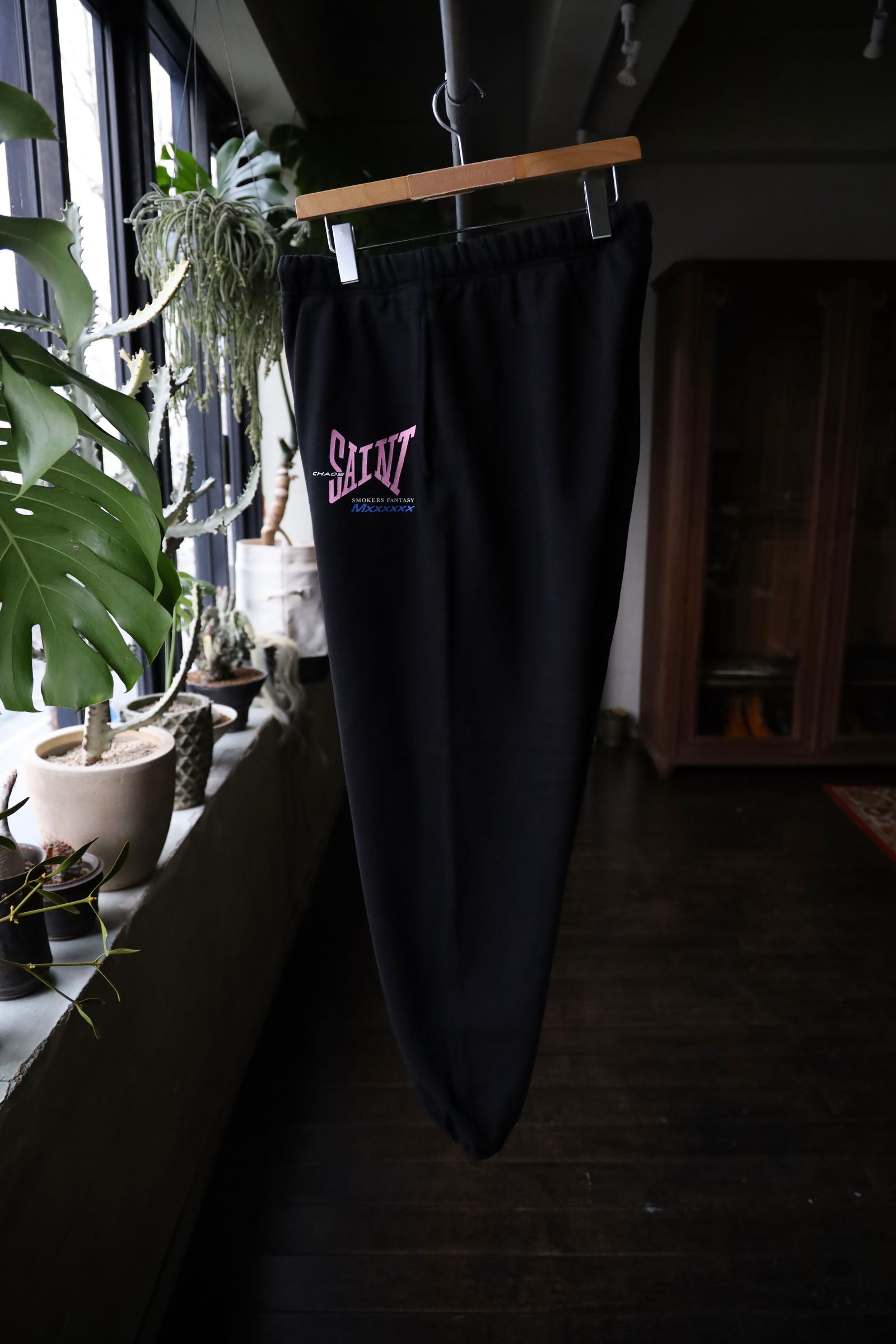 セントマイケル25SS SWEAT PANTS RIBON SAINT(SM-HR8-0000-056)BLACK