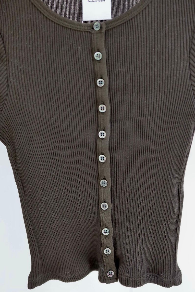 【Women's】プロダクトトゥエルブ  C/N Rib Cropped Button Up Top(26SS-WCS13)BROWN☆新作発売！