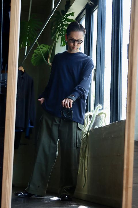 A.PRESSE Cashmere Blend L/S T-Shirt"NAVY"スタイル