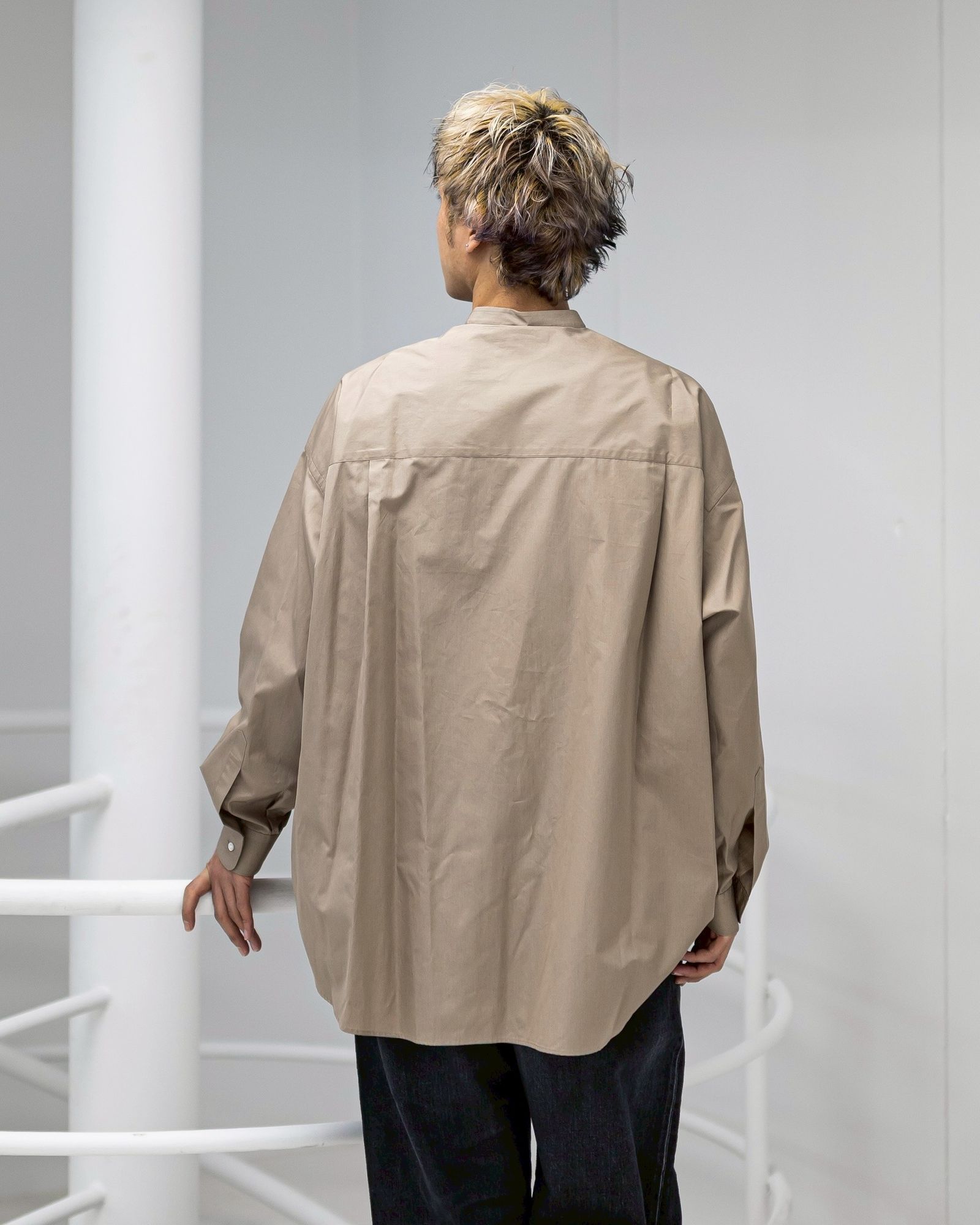 グラフペーパー 26SS ALUMO for GP L/S Oversized Band Collar Shirt(GM261-50223) TAUPE☆1月31日(土)発売！