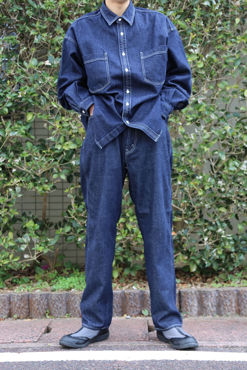 Graphpaper Denime Five Pocket Pants & Denime Regular Collar Shirt style 2020.12.14