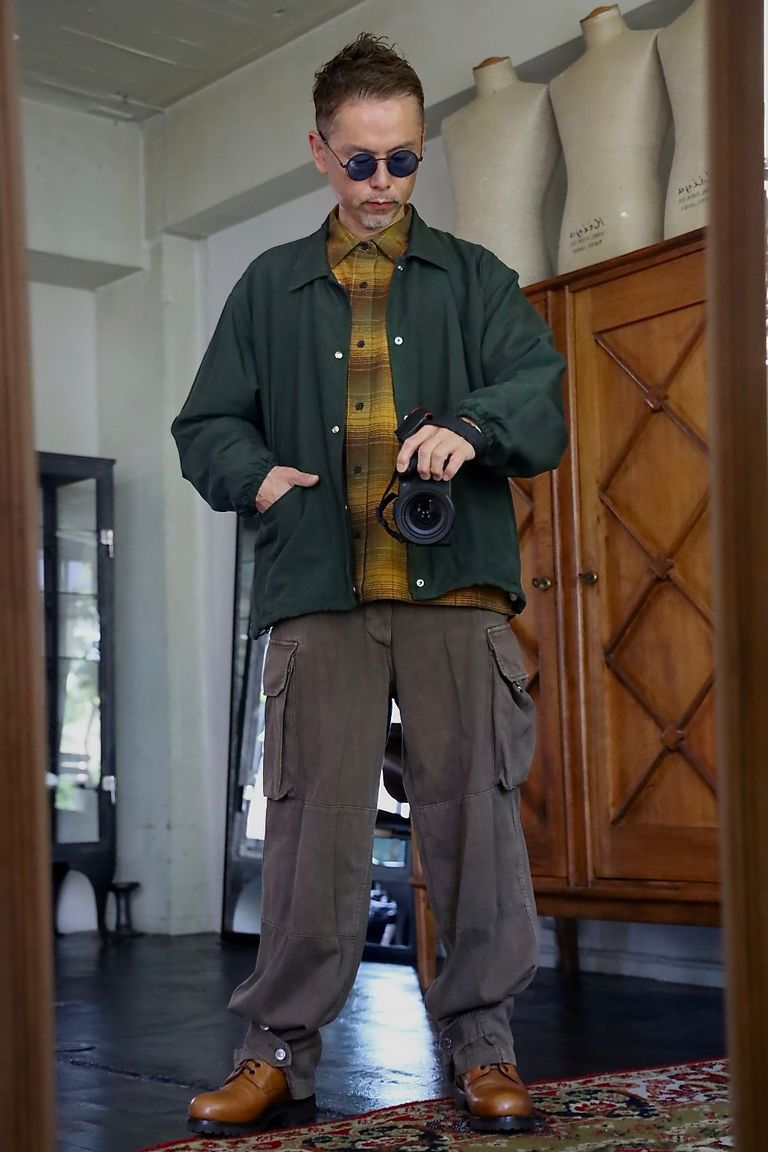 A.PRESSE 2026 STYLE2 Vintage Washed Silk Taffeta Coach Jacketスタイル