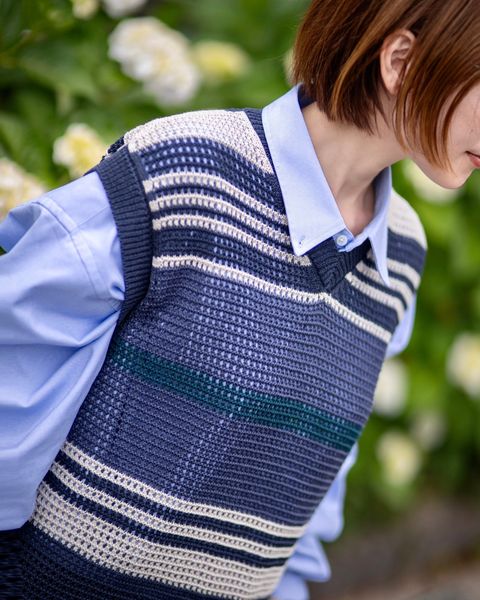 YOKE 24SS BORDER MESH KNIT VEST style.2024.06.03