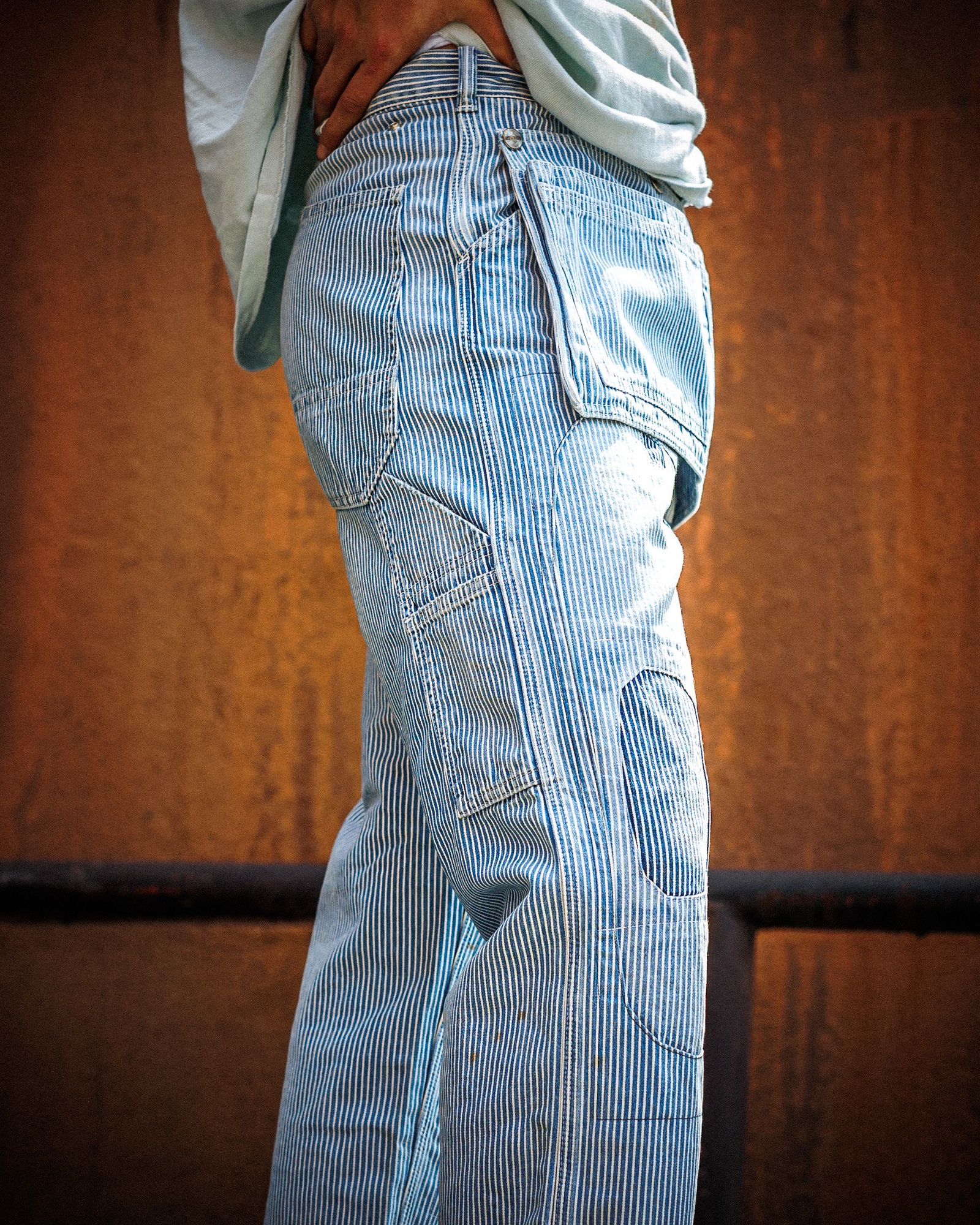 BOW WOW バウワウ HICKORY PAINTER PANTS with SEPARATE APRON(BW251-HPPA)HICKORY STRIPE AGING