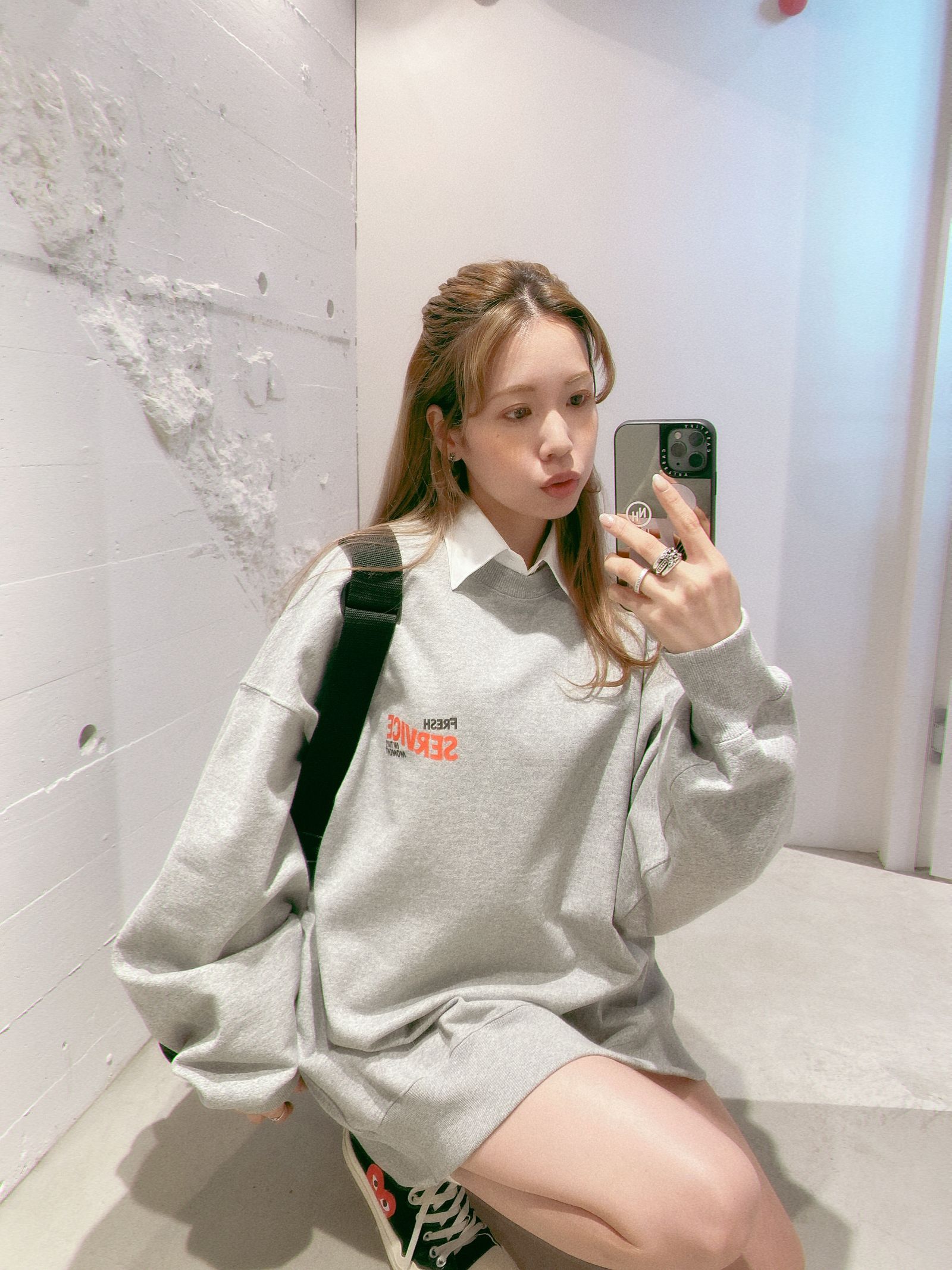 FreshService CORPORATE PRINTED CREW NECK SWEAT"All Day All Night" style.2024.5.9