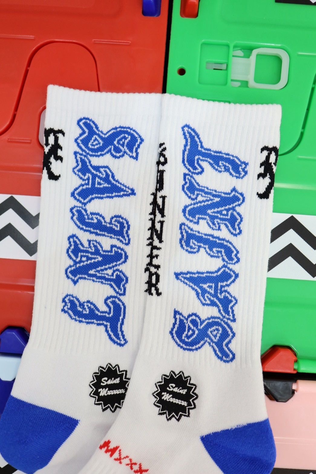 セントマイケル 26SS SAINT SOCKS(SM-MK8-0000-107)WHITE× BLUE☆4月11日(土)発売！