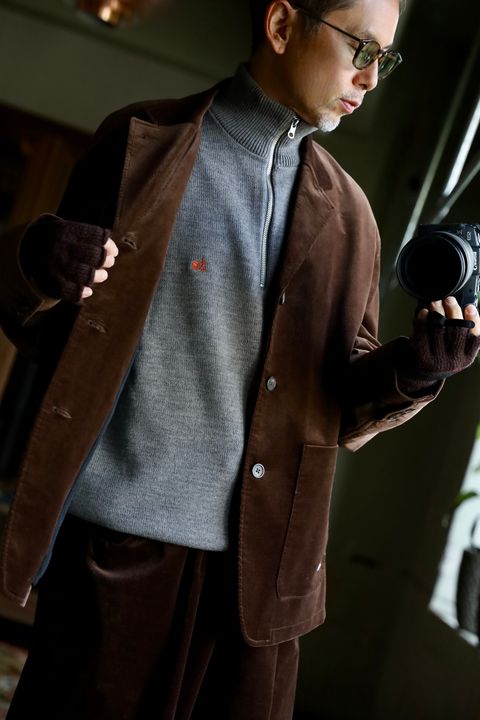 FreshService 26AW THERMAL JERSEY HARF ZIP KNIT"GRAY"スタイル