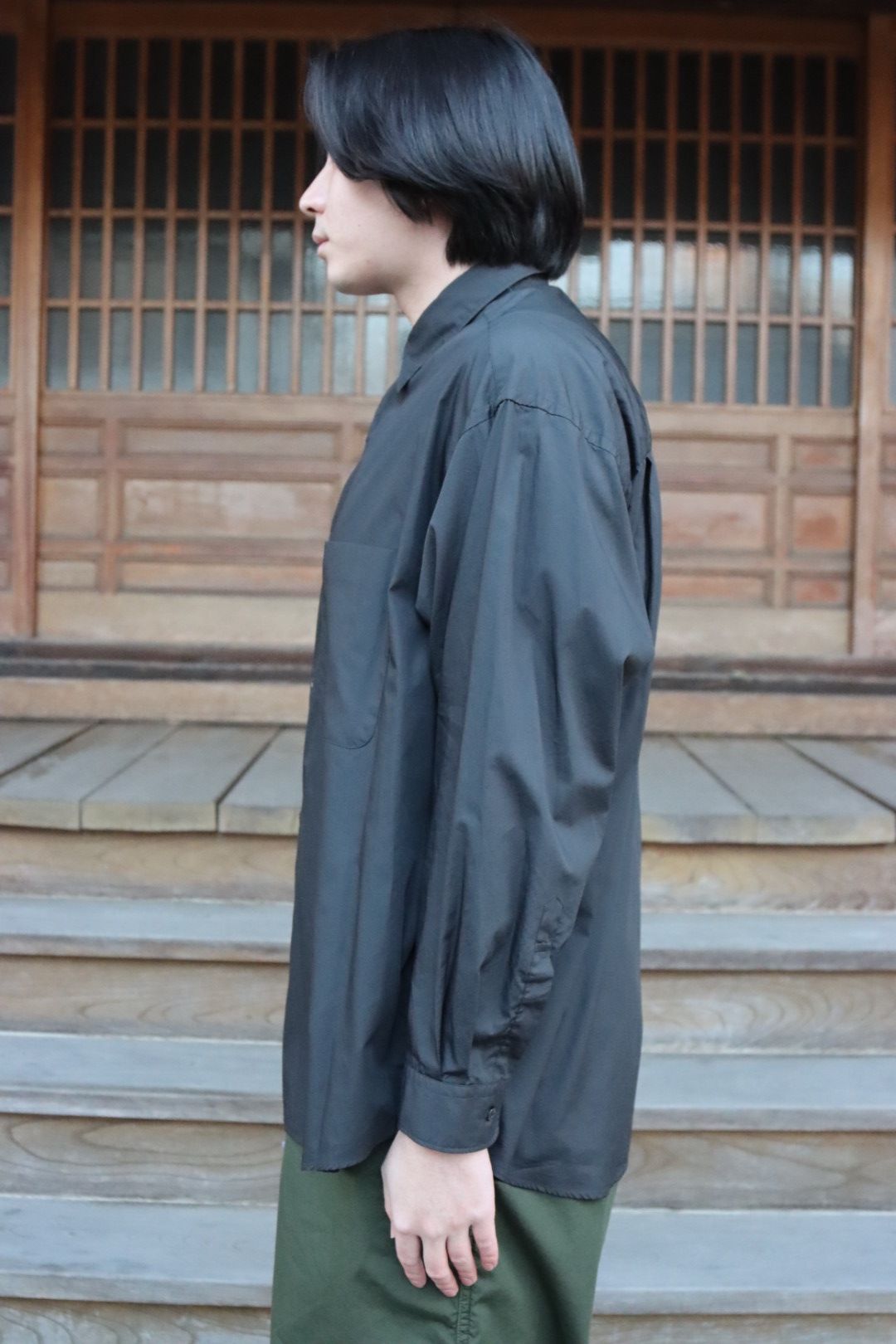 Graphpaper 22SS Broad L/S Oversized Regular Collar Shirt"BLACK".style
