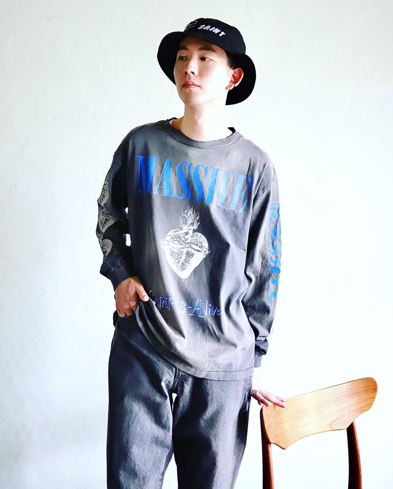 SAINT Mxxxxxx LS TEE/S>N>T Black Mサイズ-