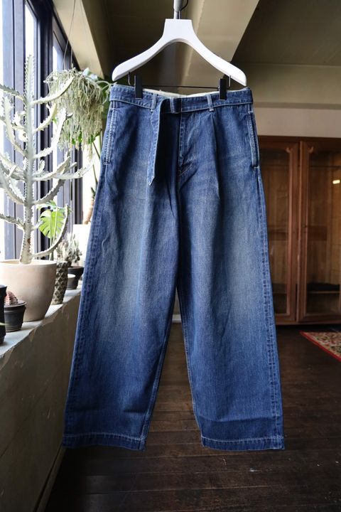 グラフペーパー25AW Selvage Denim Belted Pants(GU253-40064DB)INDIGO_DARK FADE