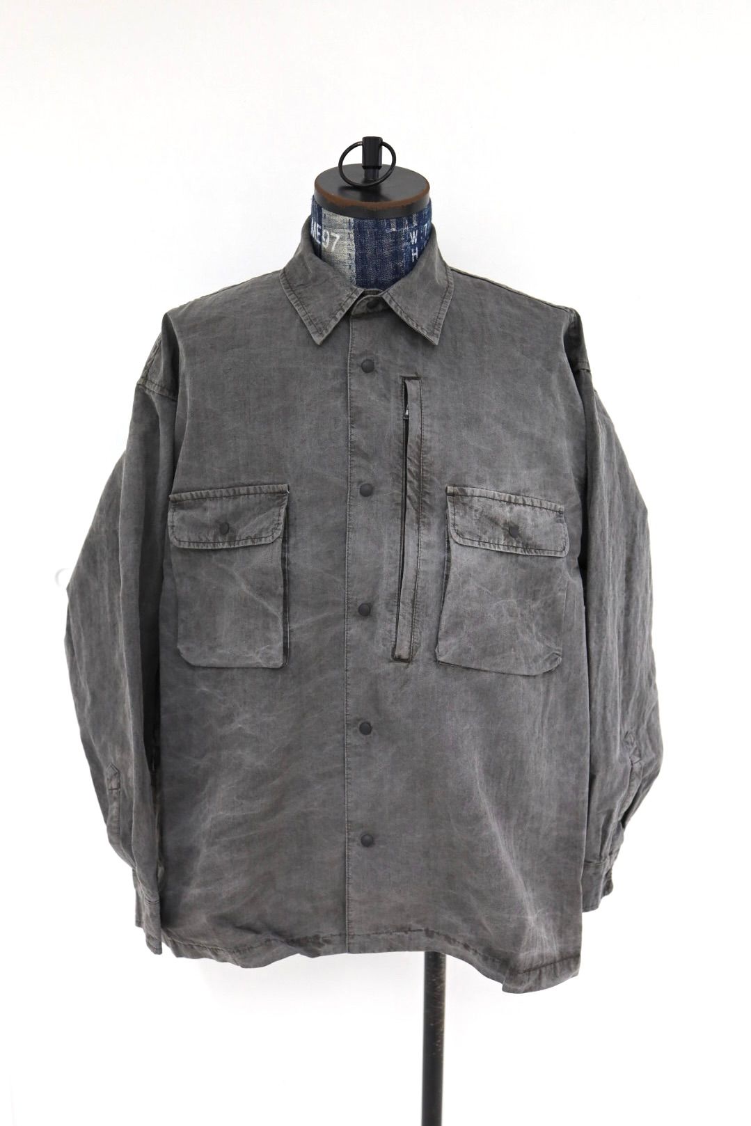 イズネス 26SS シャツ Pigment-Dyed Long-Sleeve Shirt(26SS_07_1008SSSH04-2) BLACK ☆新作発売！