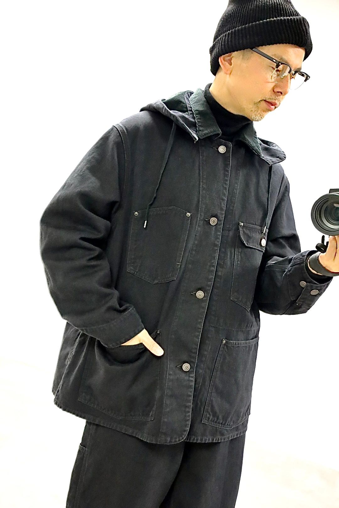 アプレッセ 2026 STYLE1 Vintage Silk Hemp Coverall Jacket (26SAP-01-17)BLACK