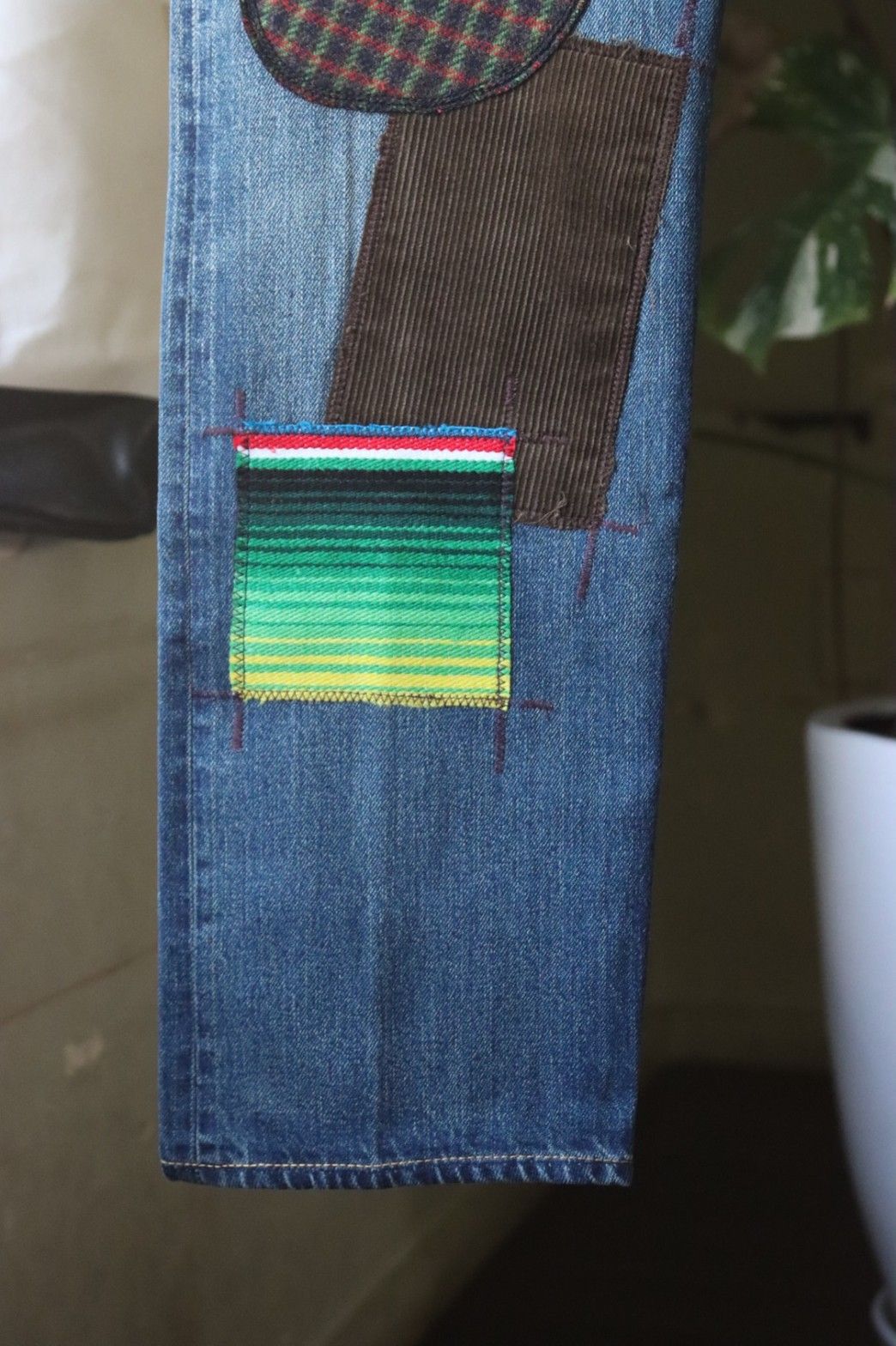 ジュンヤワタナベマン 22FW Levi'sコラボ 多素材パッチワークデニム(WJ-P201-051) INDIGO x MIX