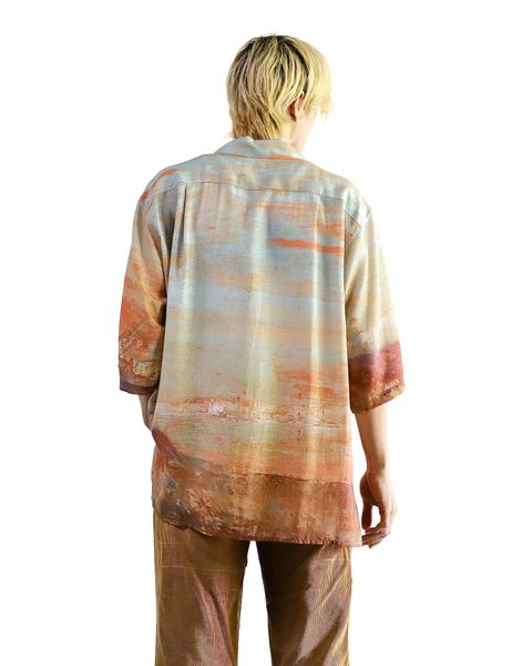YOKE 24SS LANDSCAPE PRINTED OPEN COLLAR SHIRT  style 2024.5.26