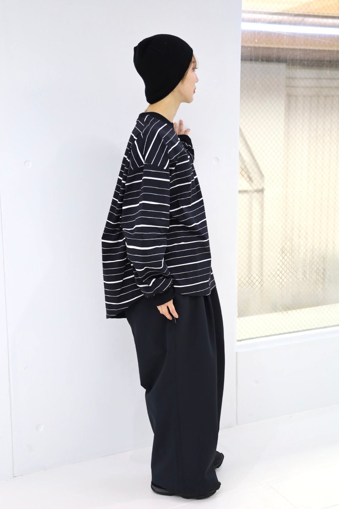 S.F.C 25FW エスエフシー SUPER BIG MIX STRIPE LS NYLON TEE (SFCFW25CS011)Black☆10月25日(土)発売！