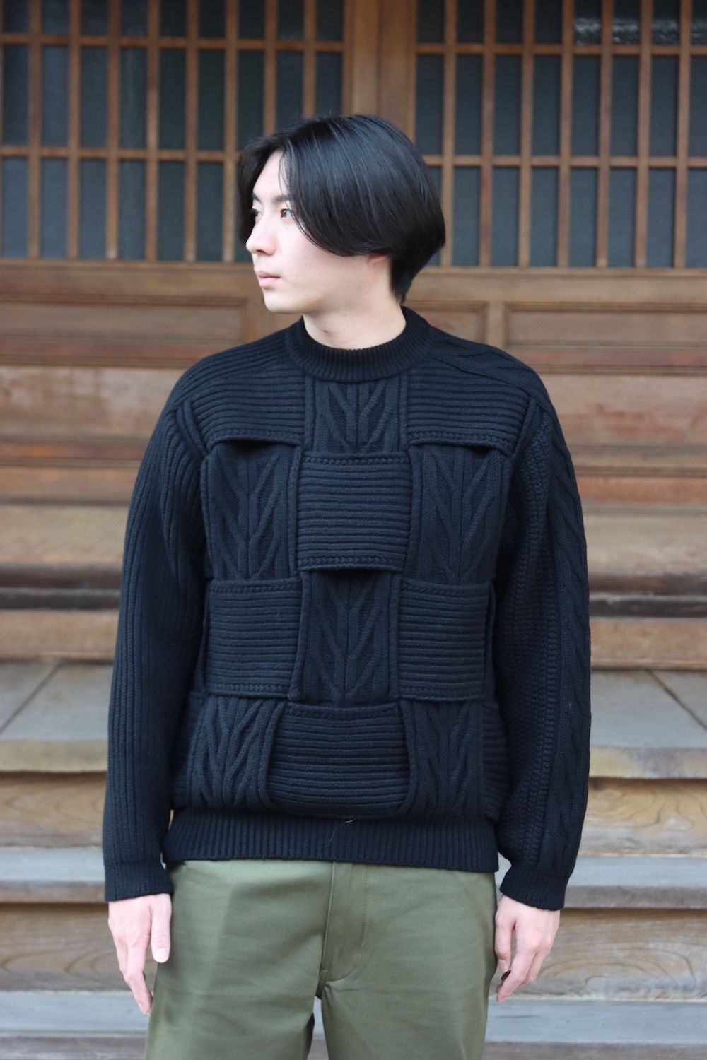 YOKE CROSSING CABLE CREW NECK KNIT(YK21AW0288S) style.2021.10.9 