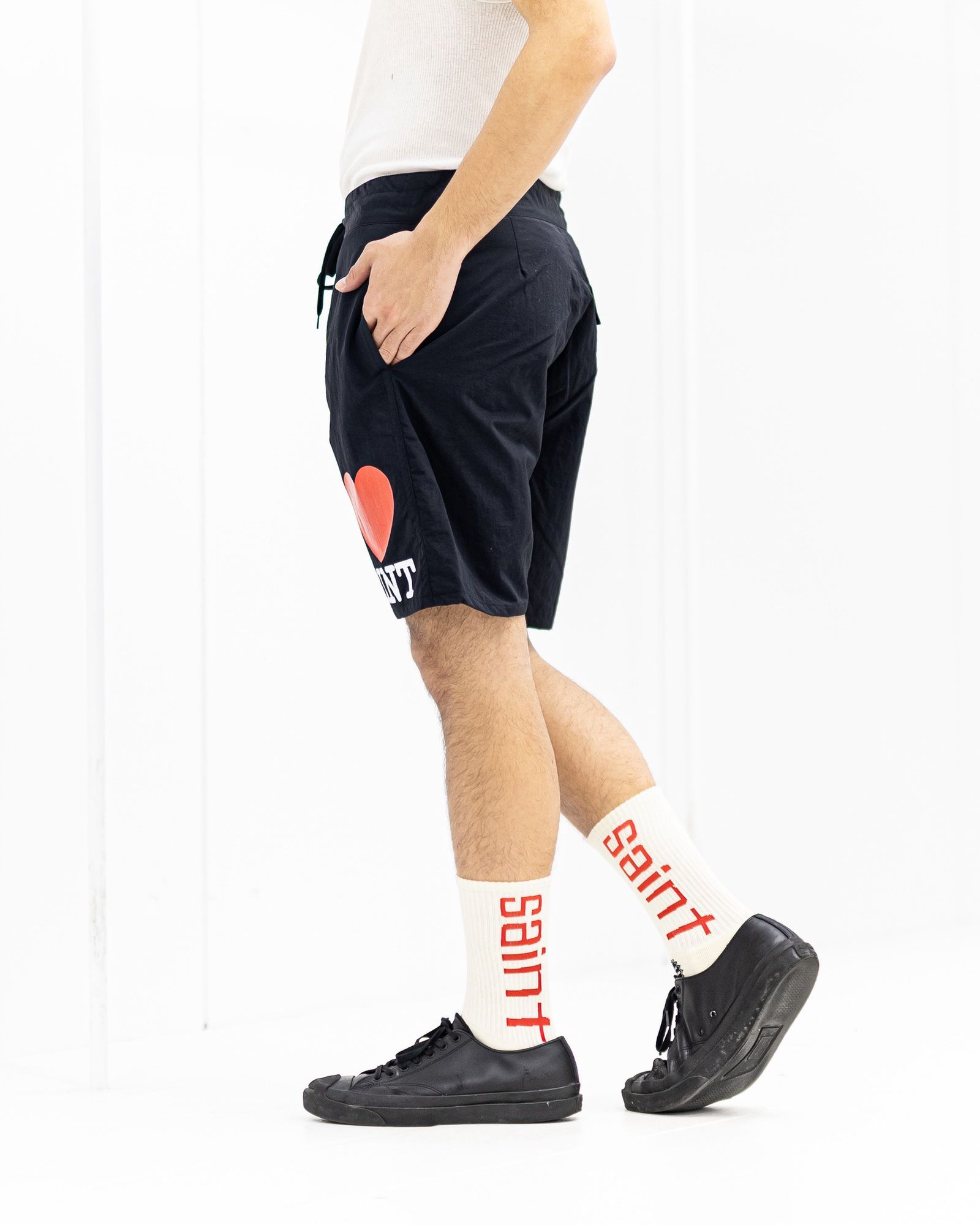 セントマイケル 26SS I LOVE SAINT_NYLON SHORTS(SM-MK8-0000-071)BLACK