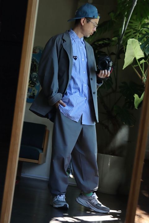 FreshService × HOUYHNHNM “EDITOR’S JACKET” & “EDITOR’S TROUSERS”GRAYスタイル