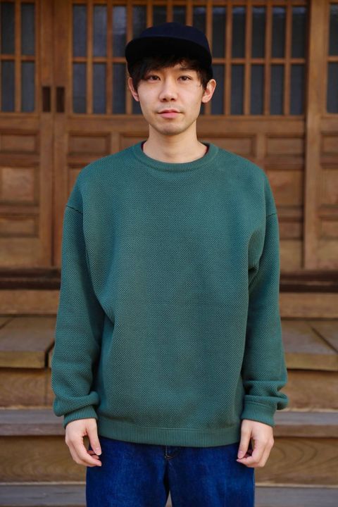 crepuscule(クレプスキュール ) moss stich L/S sweat"GREEN" Style.2019.2.12.
