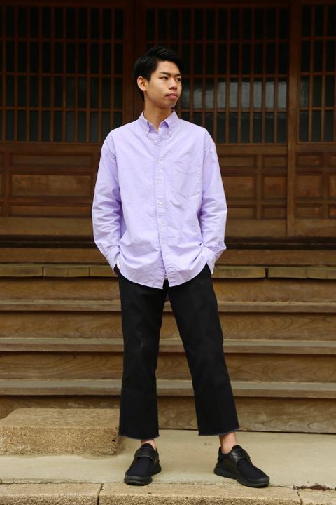 Graphpaper(グラフペーパー)オックスフォードボタンダウンシャツ-Oxford L/S B.D Box Shirt"LAVENDER"Style.2019.4.28.