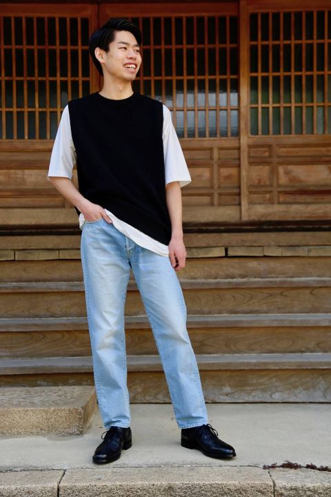 crepuscule(クレプスキュール) moss stich vest"black"Style.2019.4.27.