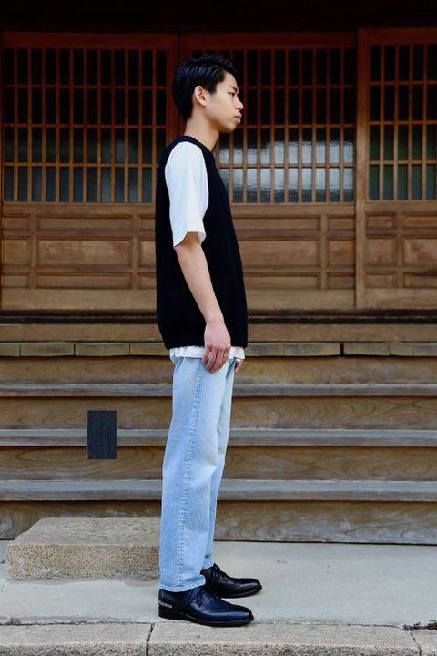 crepuscule(クレプスキュール) moss stich vest"black"Style.2019.4.27.