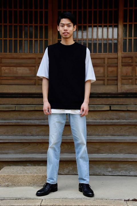 crepuscule(クレプスキュール) moss stich vest"black"Style.2019.4.27.