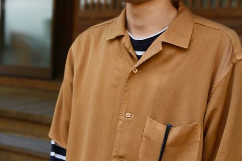 Graphpaper ソフトキュプラオープンカラーシャツ"BROWN"Style.2019.4.7.