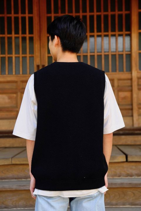 crepuscule(クレプスキュール) moss stich vest"black"Style.2019.4.27.