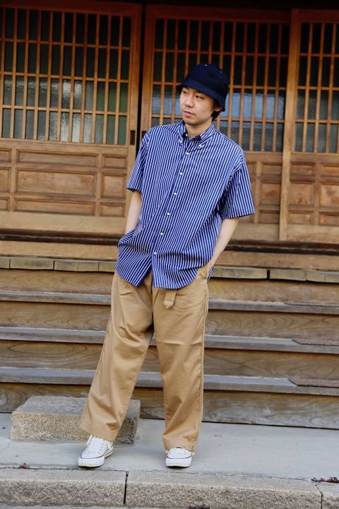 Graphpaper(グラフペーパー)THOMAS MASON S/S B.D Box Shirt"NAVY ST"&Chino Belted Pants  Style.2019.4.21.