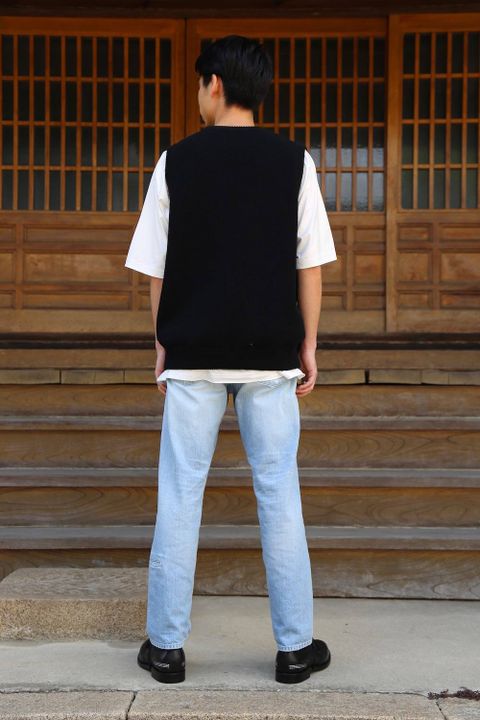crepuscule(クレプスキュール) moss stich vest"black"Style.2019.4.27.