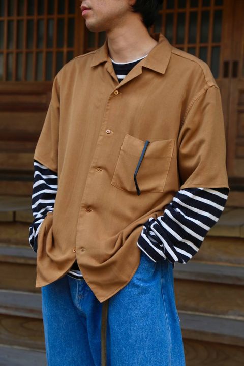Graphpaper ソフトキュプラオープンカラーシャツ"BROWN"Style.2019.4.7.