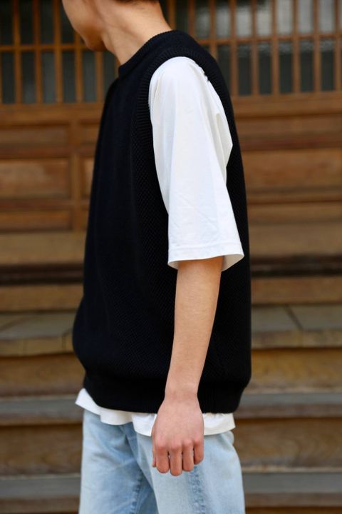 crepuscule(クレプスキュール) moss stich vest"black"Style.2019.4.27.
