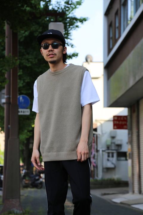crepuscule(クレプスキュール) moss stich vest"Gray Beige"Style.2019.5.12.