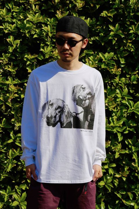 WIND AND SEA (ウィンダンシー)LONG SLEEVE CUT-SEWN DOGS PHOTO"WHITE"Style.2019.5.11.