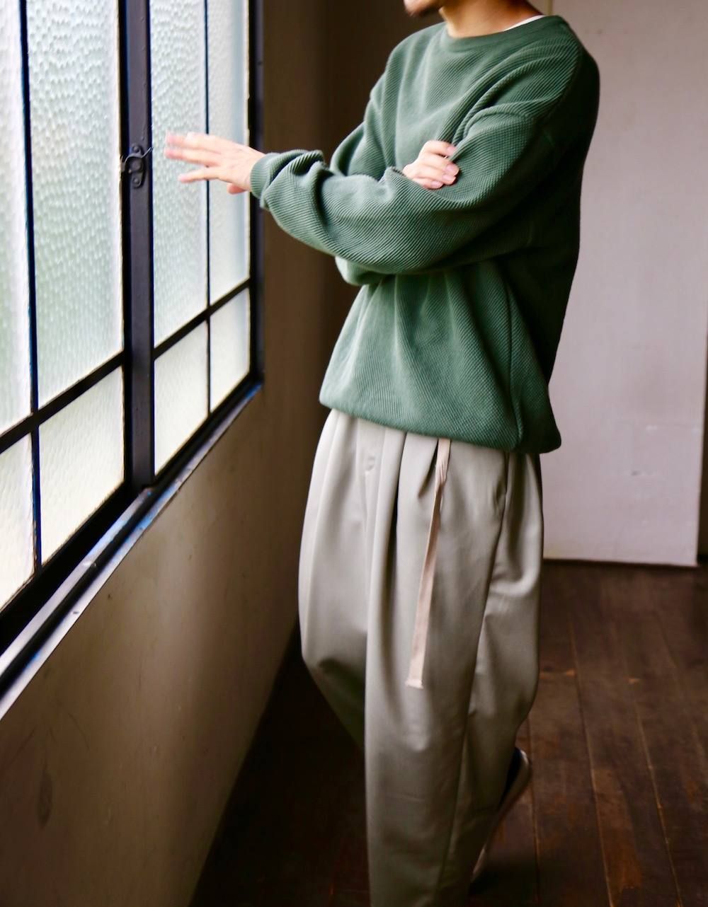 Dulcamara(ドゥルカマラ)よそいきタックワイドPT"STONE GREEN"Style.2019.5.20.