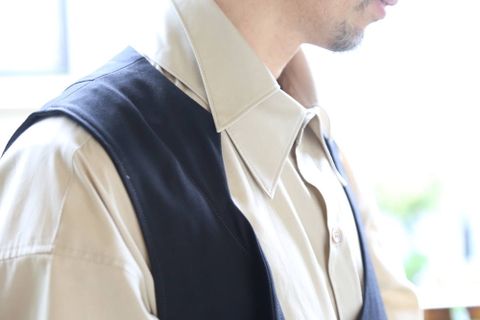 sulvamダブルカラーオーバーシャツ"BEIGE"スタイル2019.6.30.